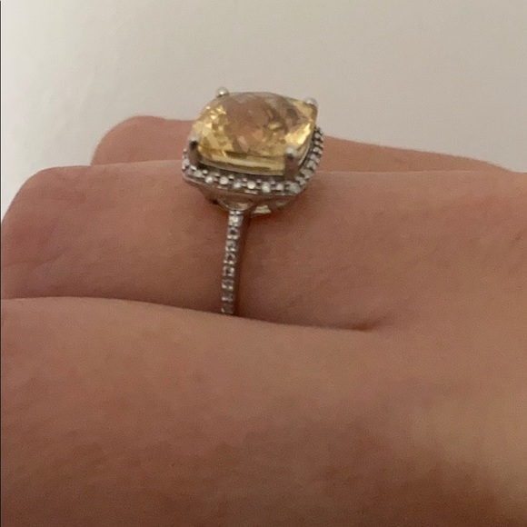 Citrine and diamond ring in sterling silver - Picture 2 of 2